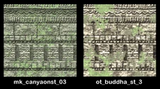 Comparison between the texture used on the 5th colossus' structures and the Buddha stage texture.
