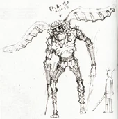 Sketch of the earlier design of Devil. Taken from the official artbook.