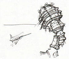 Sketch of the 11th colossus' leg.