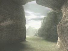 Exiting the cave to the desert.