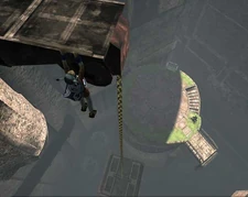 Ico hanging on the crane.