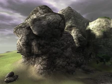 The strange rock formation.