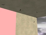 Bats flying near the ceilling.