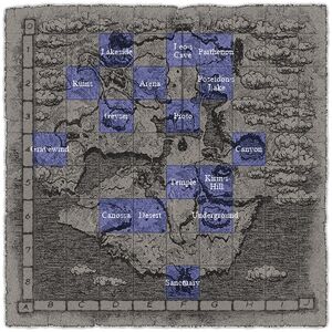The final version of  map with the colossus arenas marked.