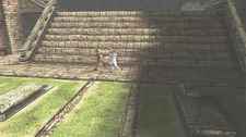 Ico and Yorda on the stairs.