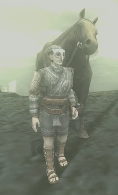 Guard A and his brown horse.