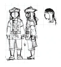 Sketch of the Boy. It's a different design to the one we see in the game.