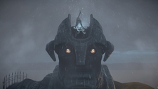 Wander about to stab the sigil on the 16th colossus' head.