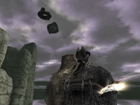 The colossus before activation. Notice how the neck is stretched.