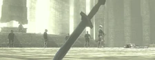 The close-up of the Ancient Sword at the end of the game.