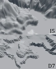 Comparison of I5 from the height map with D7's model.