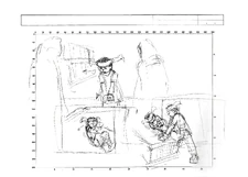 Sketch of Ico being placed inside one of the capsules (layout of the room similar to previous concept).[3]