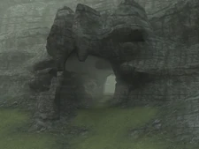 The cave entrance leading to the arena.