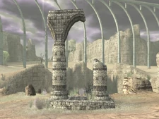 Broken structure at the entrance of the arena. Picture by Nomad Colossus.