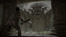 The 6th colossus peering into the ruins in the remake.