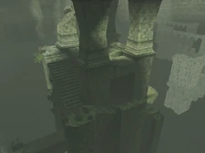 Entrance tower with intact stairs.