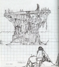 Concept sketch of the 3rd colossus' arena from a distance. Year of creation: 2003.
