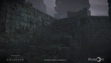 Crumbled stairs in the remake.