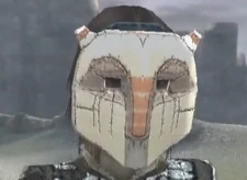 Close-up of Wander wearing the Shaman's Mask.