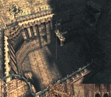 The chain in the entrance of the area.