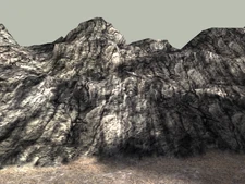 Close-up of the J4 mountains and its remnant of a ground.