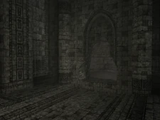 The broken wall that leads to the inside of the cave.