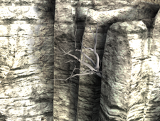 Untextured tree on the other side of the cliff.