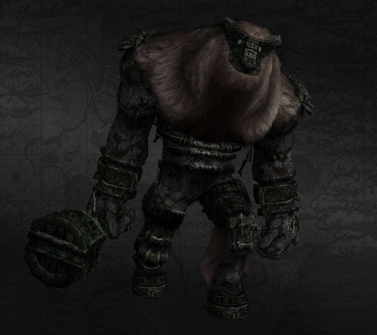 colossus from shadow of the colossus with a white fur