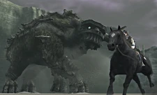 Wander and Agro running from the colossus.
