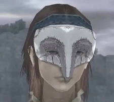 Close-up of Wander wearing the Mask of Strength.