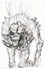 Sketch of the 14th colossus with its armor broken.