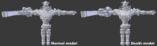 Comparison of the in-game normal model and the death model.