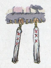 Sketch of the bone trinkets hanging from Emon's clothes.