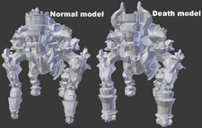 Death model of the 12th colossus from the E3 Demo version compared to its actual model. It shows the early version of it.