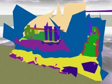 Collision course of Leo's Cave, with multiple simulations of the 11th colossus ramming at the player.