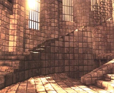 The titular stairs as they are seen in the Official Guide Book.