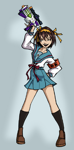 Haruhi with Megatron.png