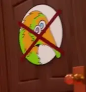 Ícono de un gusano de juguete en una cuerda con rayas alternadas verde-naranja