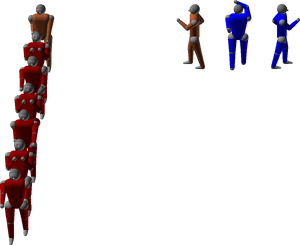 After the third line, return to the starting position. Low Block, then: Kick-Punch, Kick-Punch, Kick-Punch.