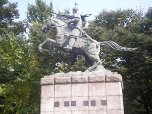 Statue of Kim Yoo-Sin in Namsan Park, Seoul, South Korea