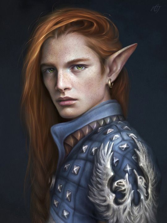 prompthunt: half body portrait of a handsome brunette male elven