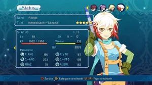 Der Statusbildschirm aus "" der Heldin 