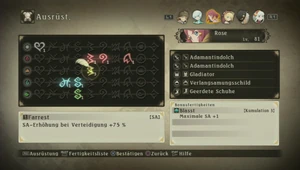 Das Fertigkeitsblatt von , mit zwei E-Bündeln und einer Kumulation