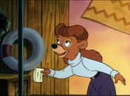 (Episode - Your Baloo's in the Mail) Rebecca listening to the radio.