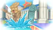 Boatchi in a flashback, accidentally hitting a statue