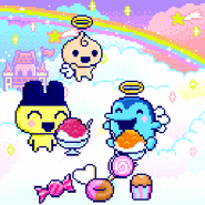 Eating treats at Angel Festival (Uni)