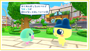 Mametchi interacting with Niinitchi in the ninth game