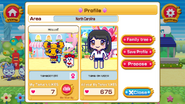 A player's profile showing their avatar and tamagotchi