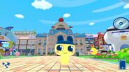 Mametchi walking through Tamahiko Town