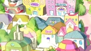 Various Tama Street buildings in the anime